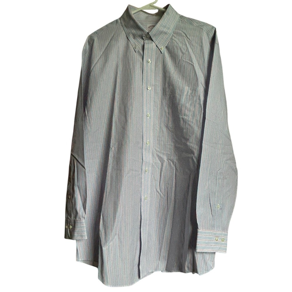 Brooks Brothers 346 Shirt 17-4/5 Mens Blue White Red Striped Button Down Cotton